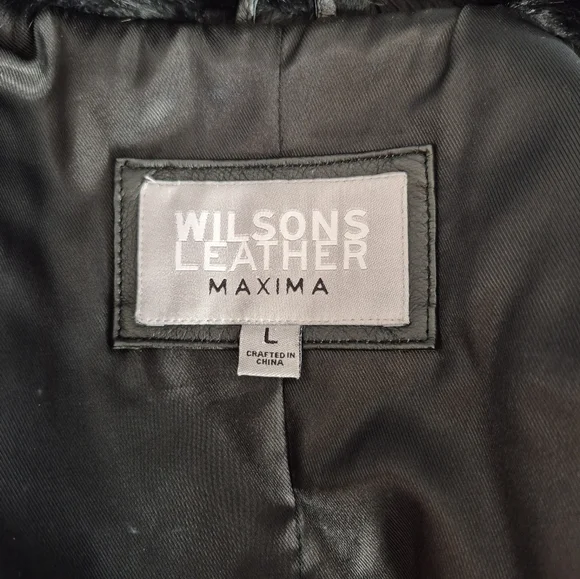 Wilsons Leather Maxima Black Real Rabbit Fur Jacket Size Large Y2K Mob Wife Coat - Picture 9 of 11